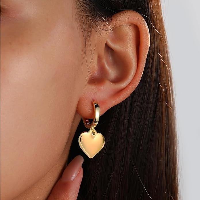 Cercei aurii, din otel inoxidabil, forma de inimioara, suflati cu aur 18k, Greta C1