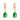 Cercei aurii, din otel inoxidabil, forma de lacrima verde, suflati cu aur 18k, Harpa C2