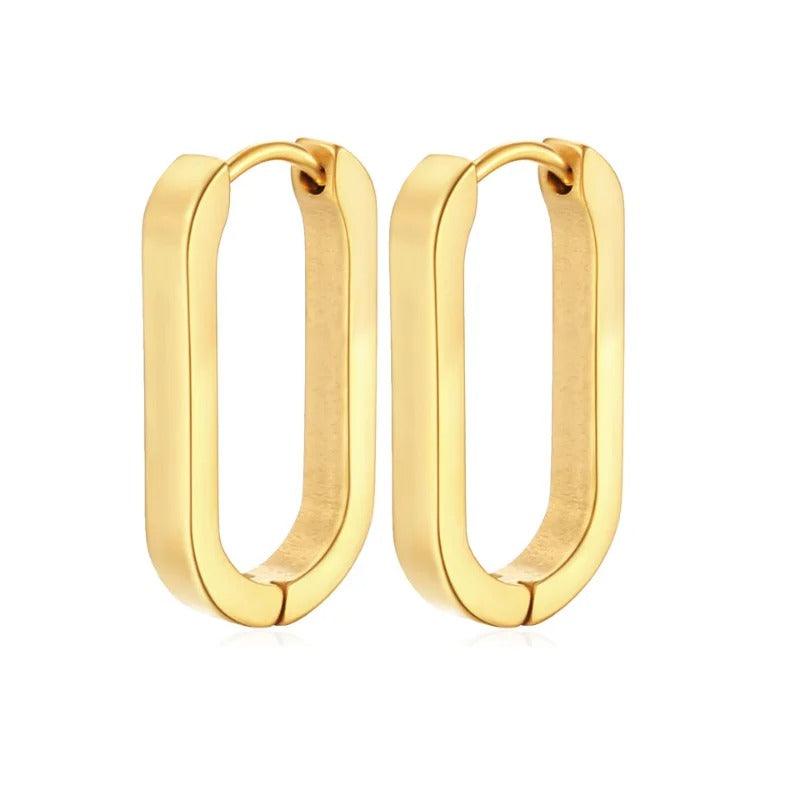 Cercei aurii, din otel inoxidabil, forma ovala, suflati cu aur 18k, Harley C2