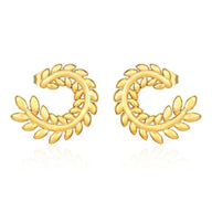 Cercei aurii, din otel inoxidabil, forma de crengute, suflati cu aur 18k, Becky C2 - Pursehuit.ro