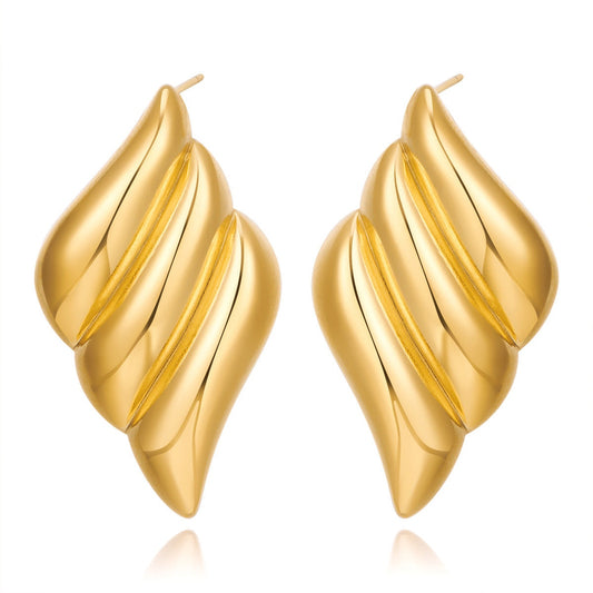 Cercei aurii, din otel inoxidabil, suflati cu aur 18k, delicati, Kara C2
