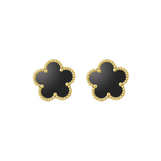 Cercei aurii, din otel inoxidabil, suflati cu aur 18k, forma de floricele, Althea C3