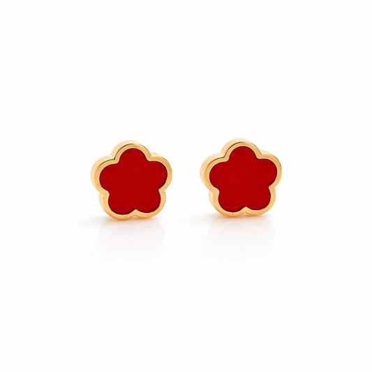 Cercei aurii, din otel inoxidabil, suflati cu aur 18k, forma de floricele, Arabella C3