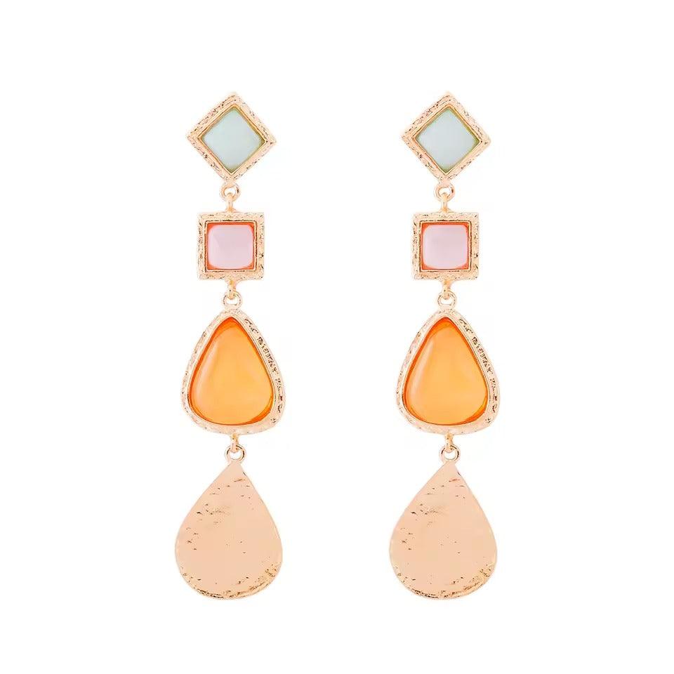 Cercei aurii, lungi, cu pietre, Rawald C15 - Pursehuit.ro