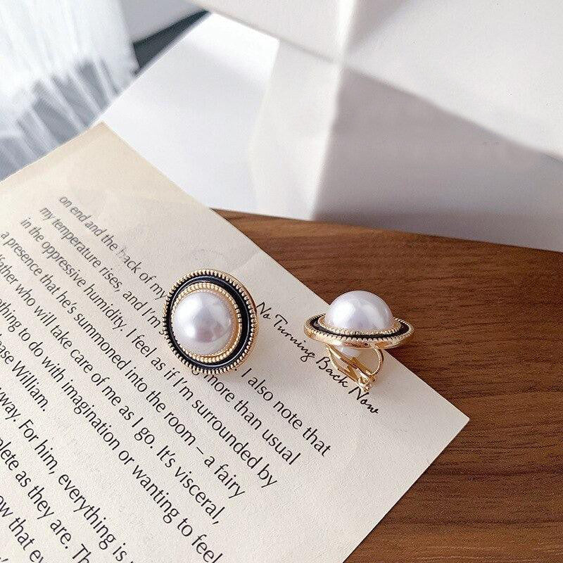 Cercei aurii, cu clips si perle, Dolma C1