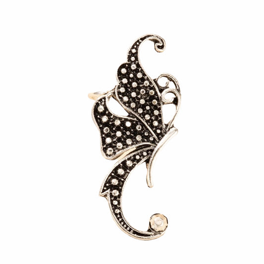 Cercel argintiu, ear cuff, forma de floare, Dino C9