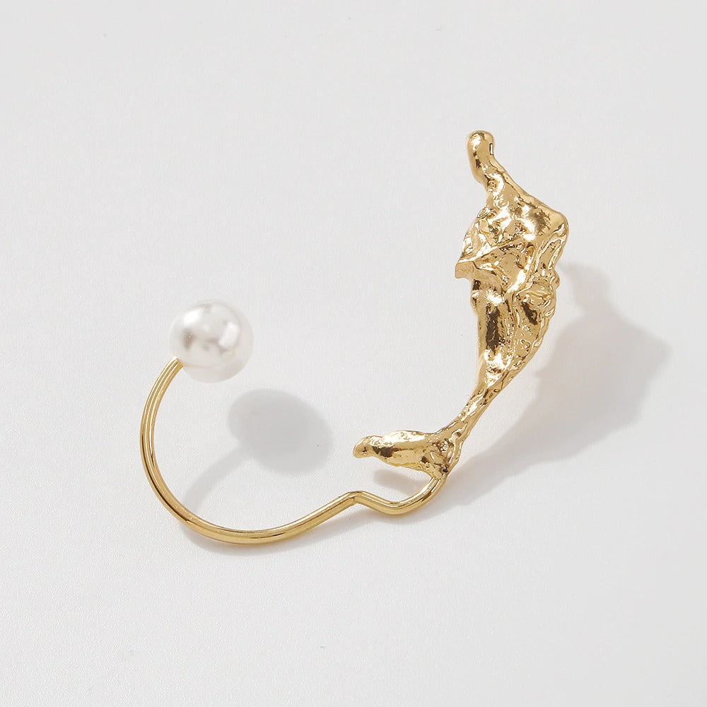 Cercel auriu, ear cuff, cu perla, Evamarie C5