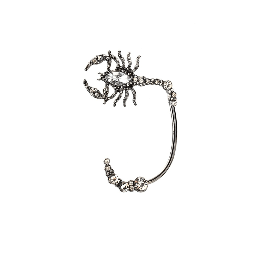 Cercel ear cuff, argintiu, forma de scorpion, cu pietre, Paick C2 - Pursehuit.ro