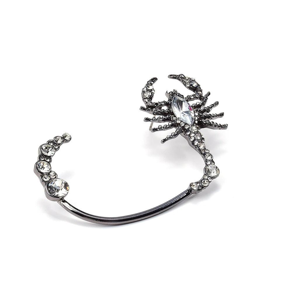 Cercel ear cuff, argintiu, forma de scorpion, cu pietre, Paick C2 - Pursehuit.ro