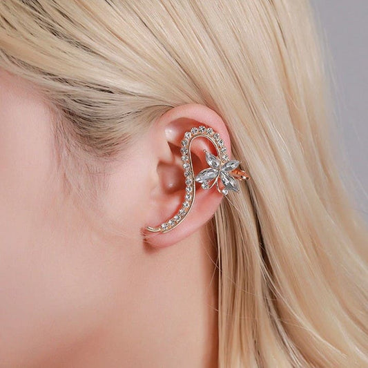 Cercel ear cuff, auriu, cu pietre, Margerethe