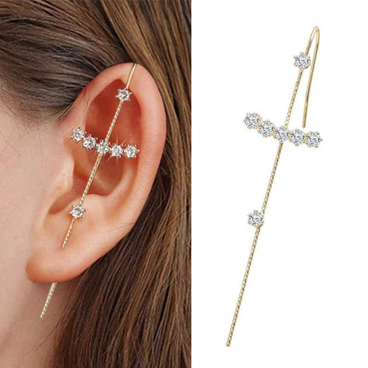 Cercel ear cuff, auriu, cu pietre, Monsine C21