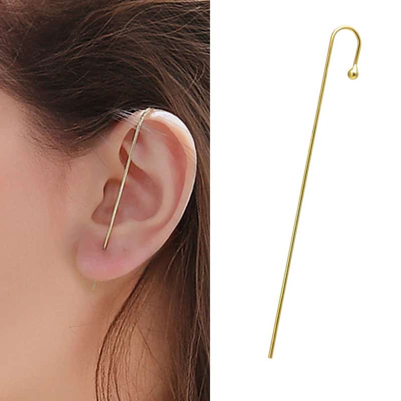 Cercel ear cuff, lung, auriu, Monja C20