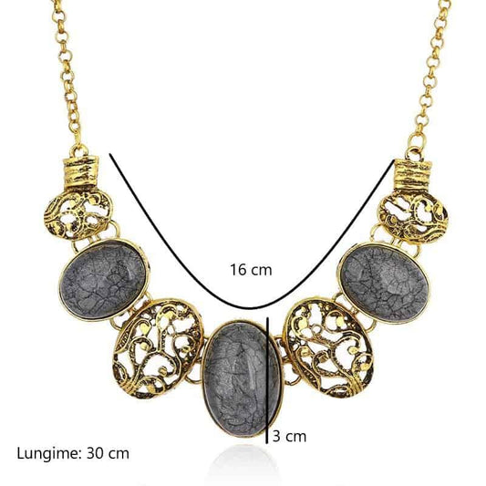 Colier auriu, cu pietre gri, Athalia C3 - Pursehuit.ro