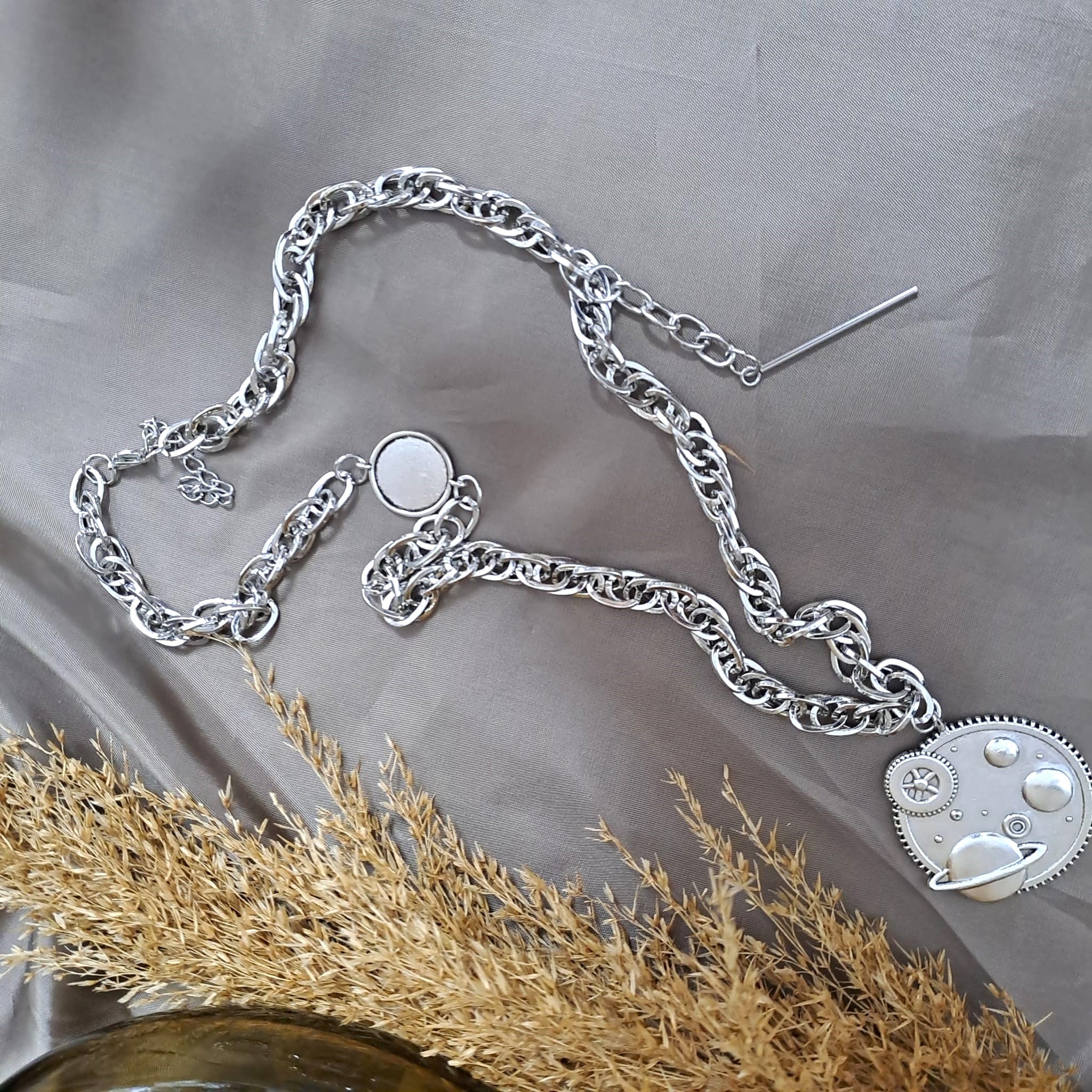 Colier argintiu, cu zale mari, Debora C15