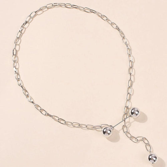 Colier argintiu, cu zale si bile, Ingse C1 - Pursehuit.ro