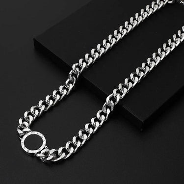 Colier argintiu, din otel inoxidabil, cu zale, suflat cu aur 18k, Ragnhild C5 OUT - Pursehuit.ro