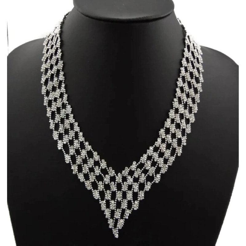 Colier argintiu, masiv, cu pietre, Philina C8 - Pursehuit.ro