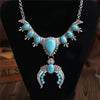 Colier argintiu, stil boho, cu pietre turquoise, Rozalina C6