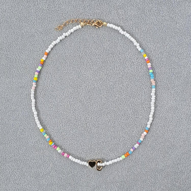 Colier auriu, cu margelute colorate, litera C C2 - Pursehuit.ro