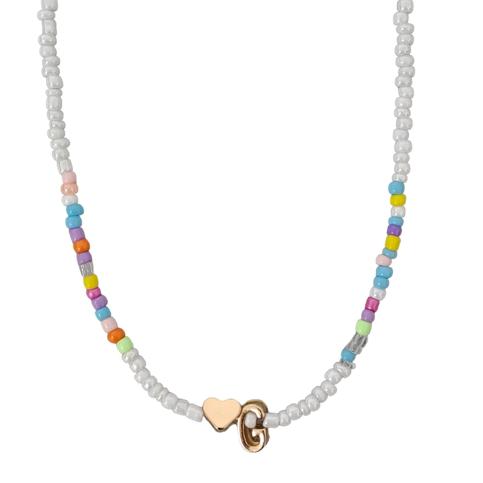 Colier auriu, cu margelute colorate, litera G C2 - Pursehuit.ro
