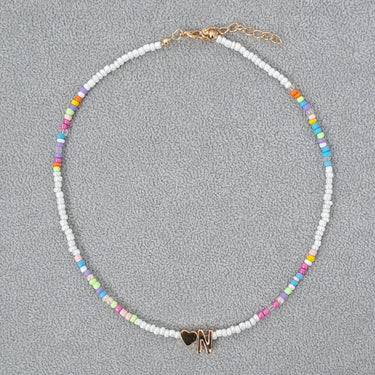 Colier auriu, cu margelute colorate, litera N C2 - Pursehuit.ro
