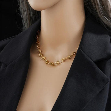 Colier auriu, din otel inoxidabil, cu noduri, suflat cu aur 18k, Darleen C5 - Pursehuit.ro
