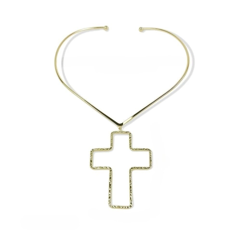 Colier auriu, cu pandantiv in forma de cruce supradimensionata, Mauro C9