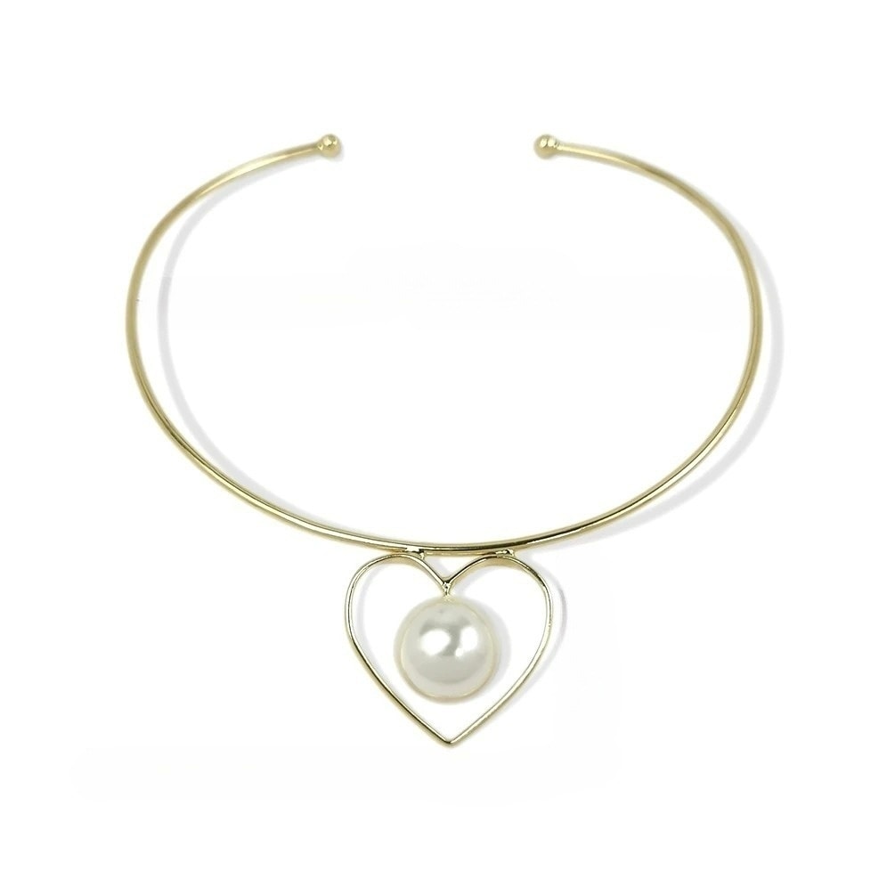 Colier auriu, cu pandantiv in forma de inima si perla, Maxie C16