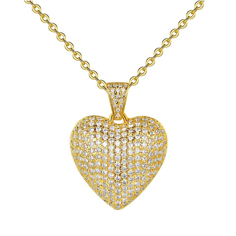 Colier auriu, cu pandantiv in forma de inima si pietre din zirconiu, Hilaria C27