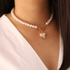 Colier auriu, cu perle si pandantiv inima, Nikkie C1