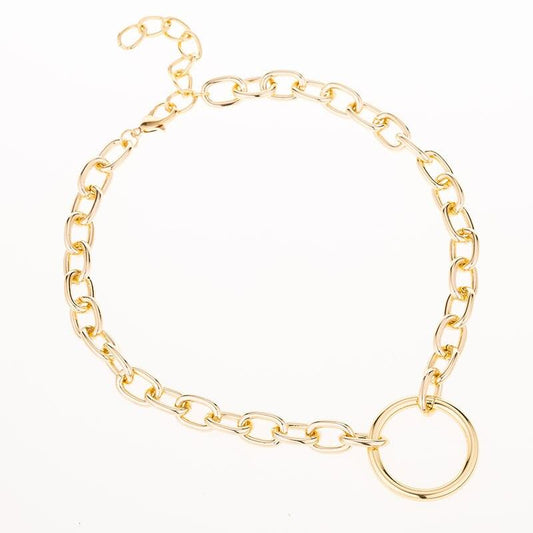 Colier auriu, cu zale si pandantiv in forma de cerc, Sebastia C2 - Pursehuit.ro