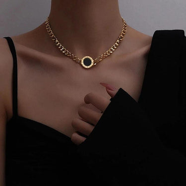 Colier auriu, din otel inoxidabil, cu zale, suflat cu aur 18k, Raili C6 OUT - Pursehuit.ro