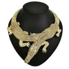 Colier auriu, forma de crocodil, cu pietre, Roza C6