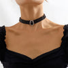 Colier choker argintiu, cu pietre si perle negre, Elemina C1