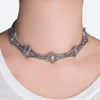 Colier choker, argintiu, stil medieval, Tosca C3