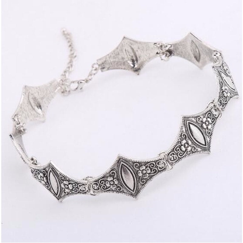 Colier choker, argintiu, stil medieval, Tosca C3