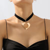 Colier choker, auriu, cu inima si catifea neagra, Eitel C3