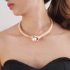 Colier choker, auriu, cu sarpe si perla, Drifa C12