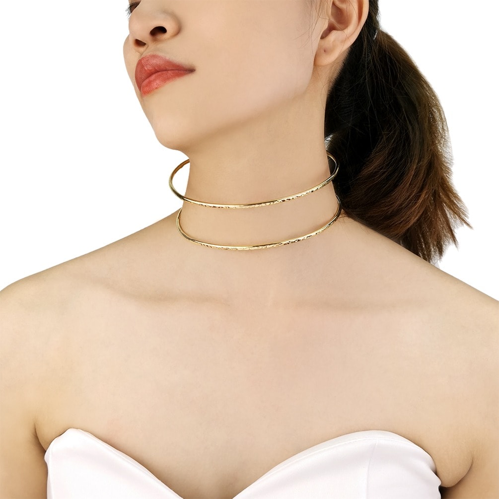 Colier choker, auriu, in 2 straturi, Jina C16 OUT