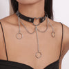 Colier choker negru, cu inima si lanturi, Monrad C13