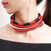 Colier choker, rosu, stil african, Ferdina C9