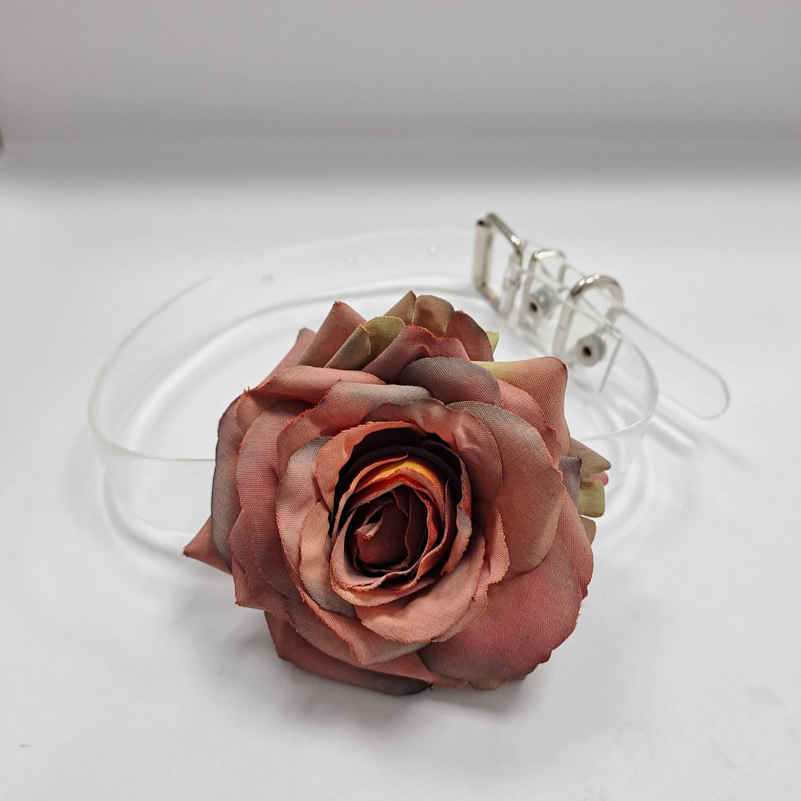Colier choker transparent, cu floare, Rebeca C1