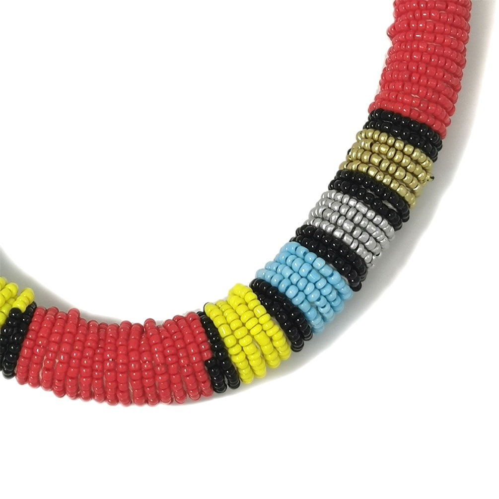 Colier multicolor, cu margelute, stil african, Caspian C14