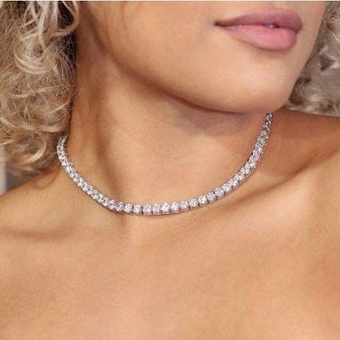 Colier tennis, argintiu, cu pietre din zirconiu, ajustabil, Natalia C5 - Pursehuit.ro