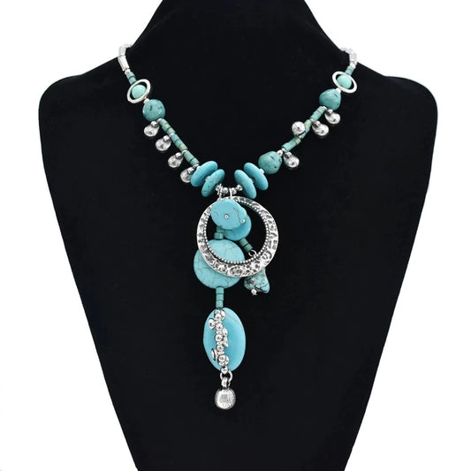 Colier turquoise, stil boho, cu pietre, Petrina C13