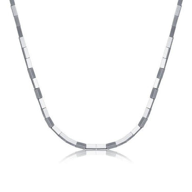Colier argintiu, din otel inoxidabil, cu piese geometrice, suflat cu aur 18k, Amilia C1 - Pursehuit.ro