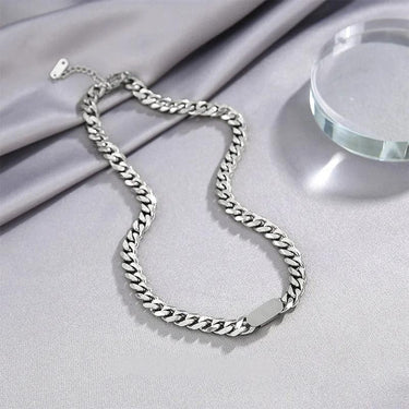 Colier argintiu, din otel inoxidabil, cu zale, suflat cu aur 18k, Anaya C1 - Pursehuit.ro