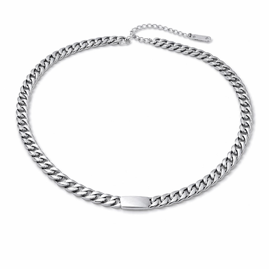 Colier argintiu, din otel inoxidabil 316L, cu zale, placat cu aur 18K PVD, Anaya C1