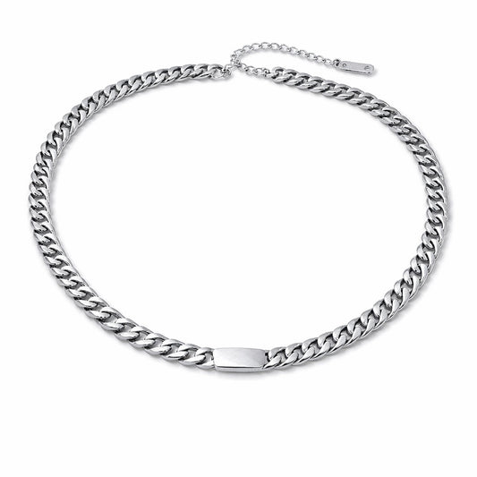 Colier argintiu, din otel inoxidabil, cu zale, suflat cu aur 18k, Anaya C1