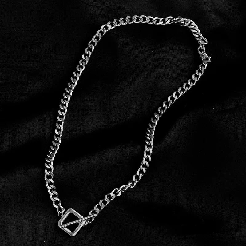 Colier argintiu, din otel inoxidabil, suflat cu aur 18k, cu zale, Svala C1